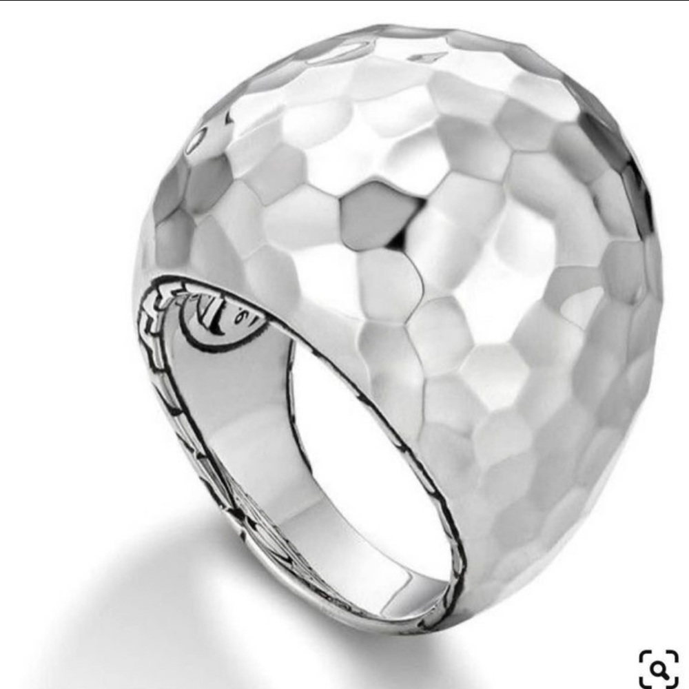 John Hardy Hand Crafted Unique Silver Hammered Dome Ring Size 7 - Resale